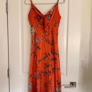 Floral Orange Sleeveless Dress